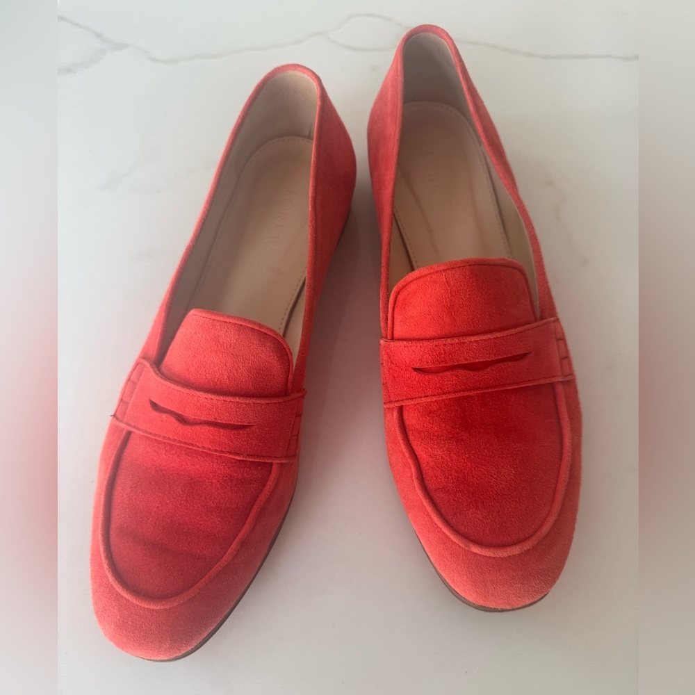 J. Crew Red Flats Classic Penny Loafers